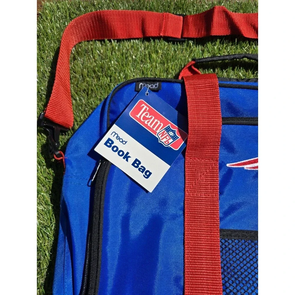 1990s Mead NFL New England Patriots Messenger Carry-on Gym Laptop Book Bag NWT